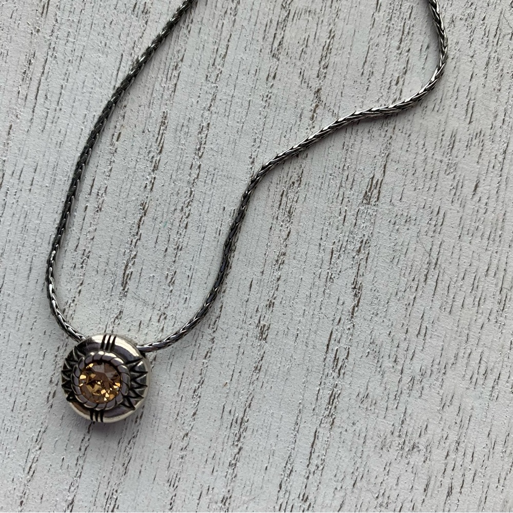 Brighton Reversible Silver Necklace - amber and clear stones - Picture 5 of 14